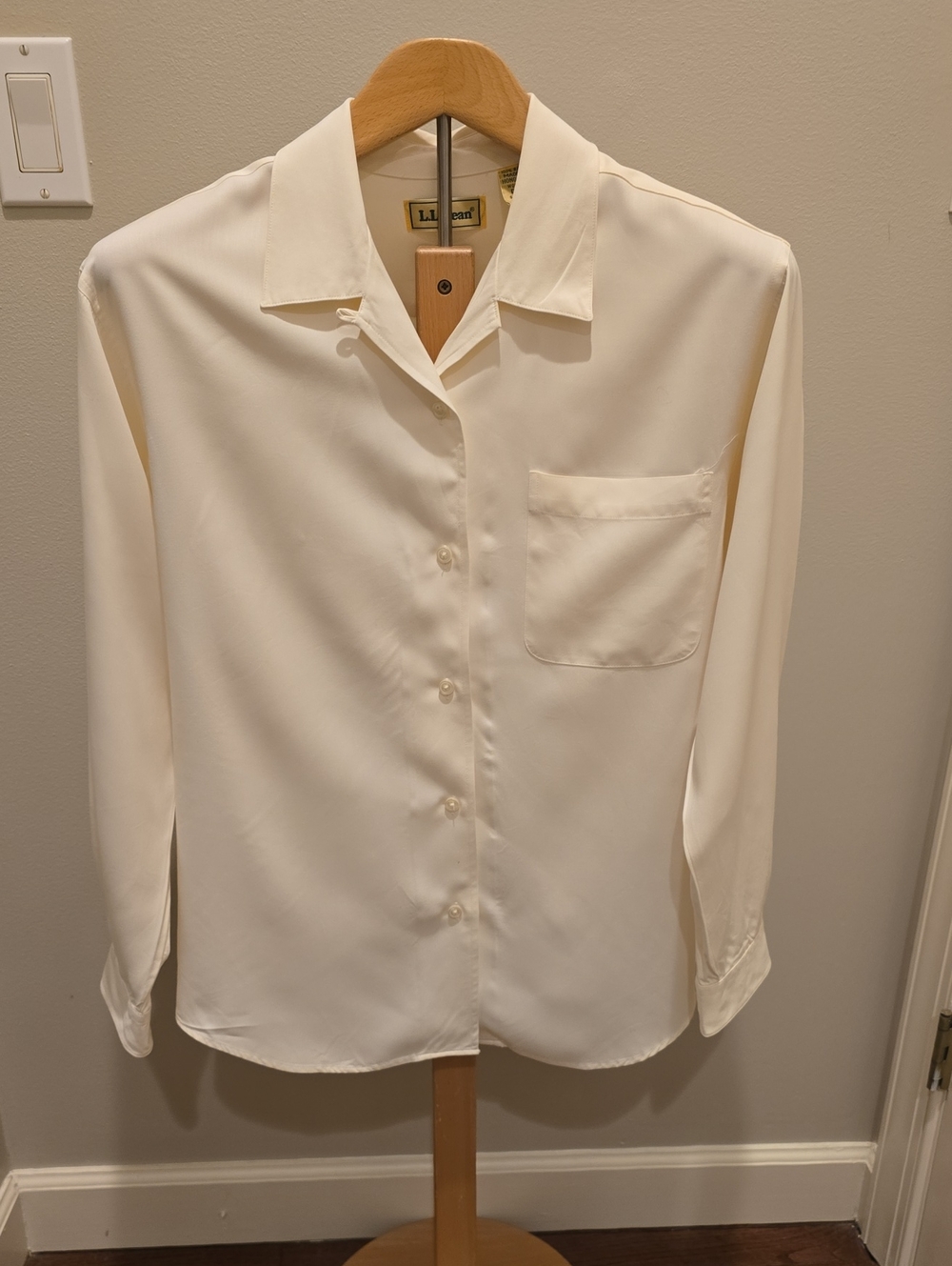 L.L. Bean Cream Long-Sleeve Button Shirt